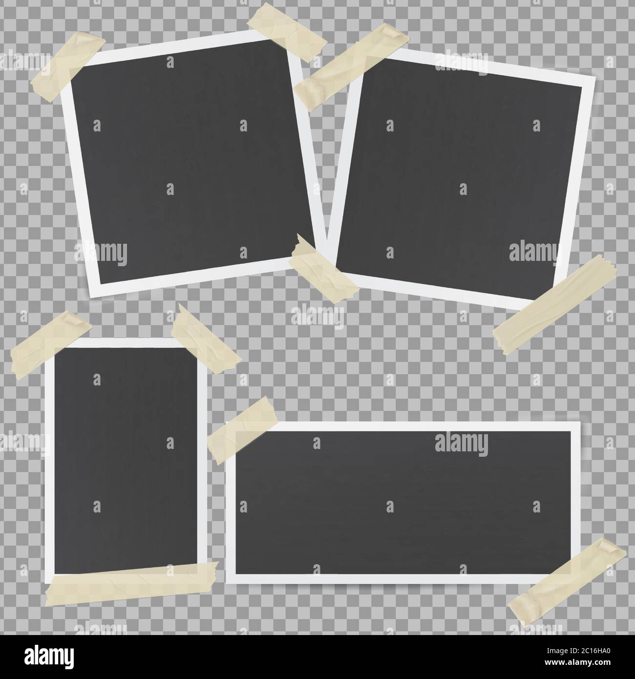 Black photo frames glued with transparent adhesive tape Stock Vector Image & Art Alamy