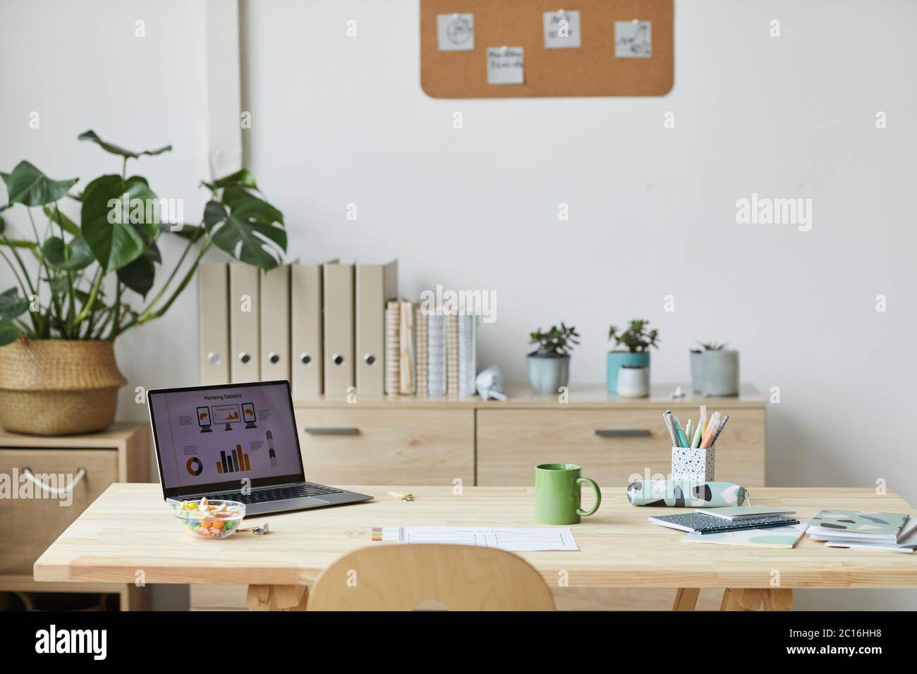 Background image of cozy home office workplace with natural design and cute  details, copy space Stock Photo - Alamy