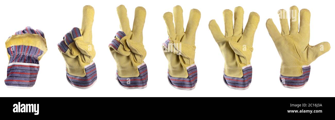 Working mens gloves on white background Stock Photo