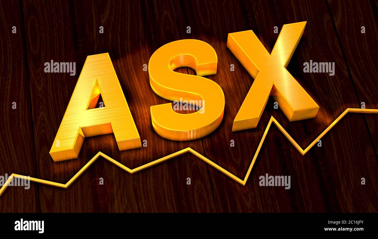 Abbreviation of Australian Securities Exchange in golden color above a ...