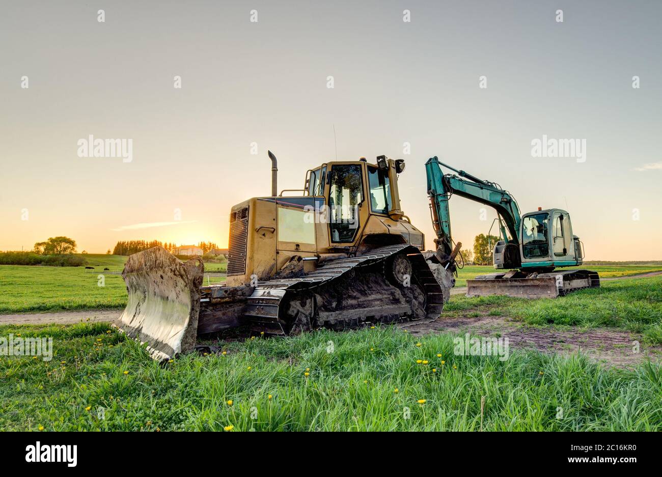 The excavator and bulldozer Stock Photo Alamy