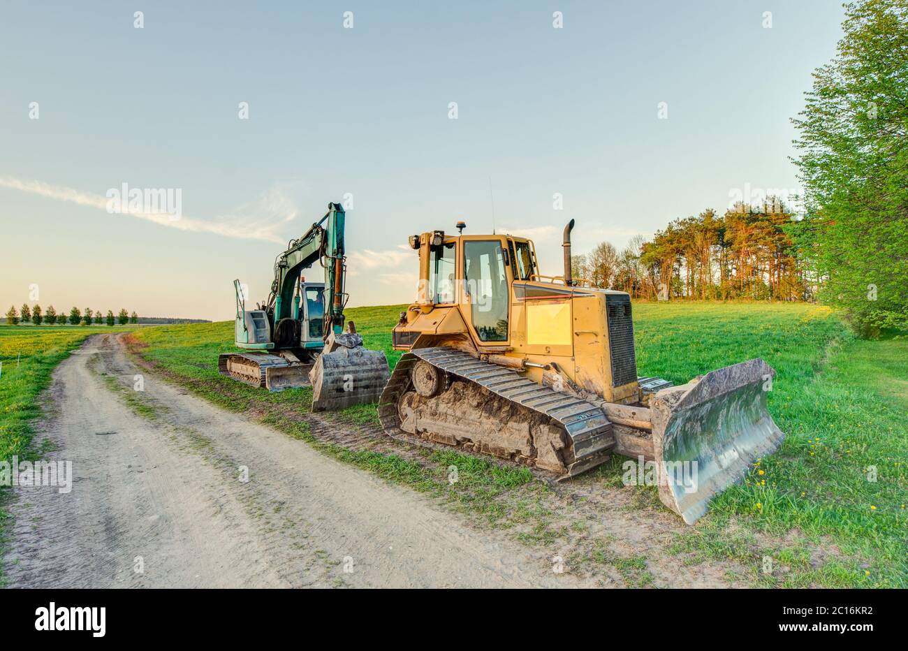 The excavator and bulldozer Stock Photo Alamy