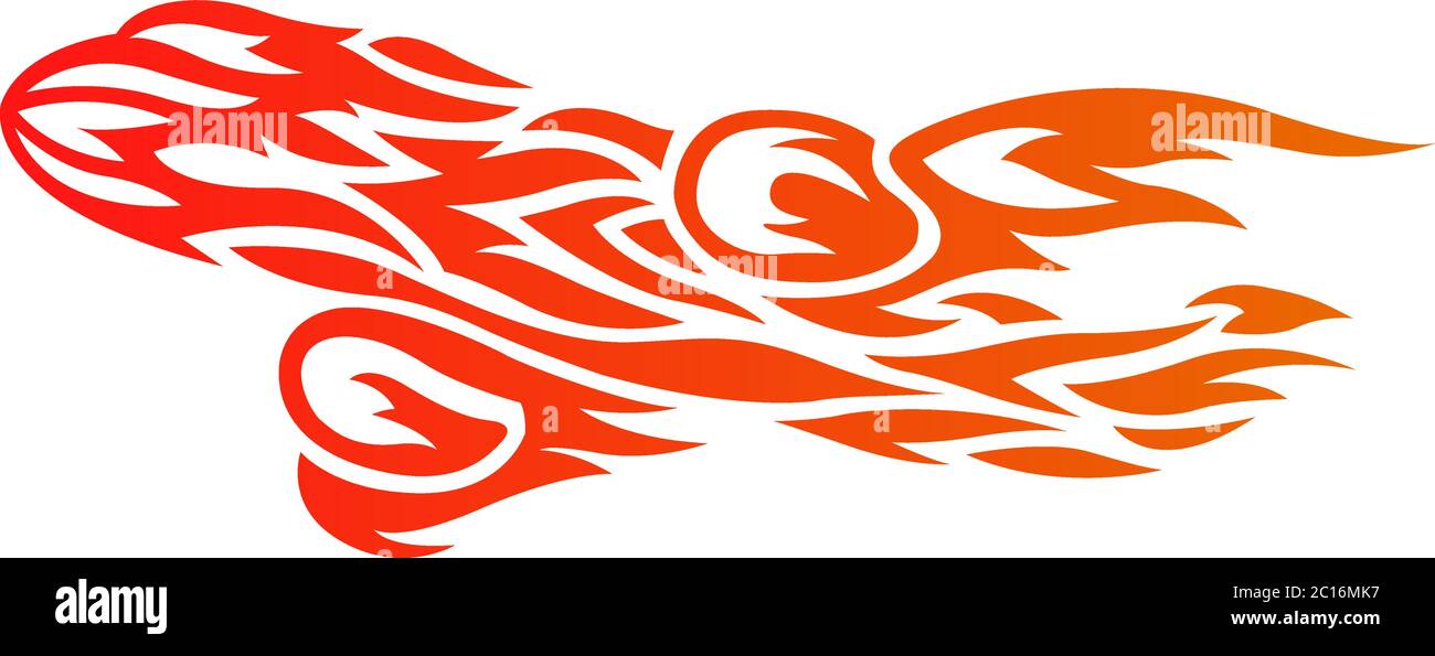 Red pattern with airplane in fire flames on white background Stock Vector