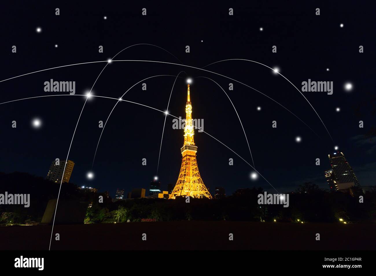 illuminated tokyo tower at night Stock Photo - Alamy