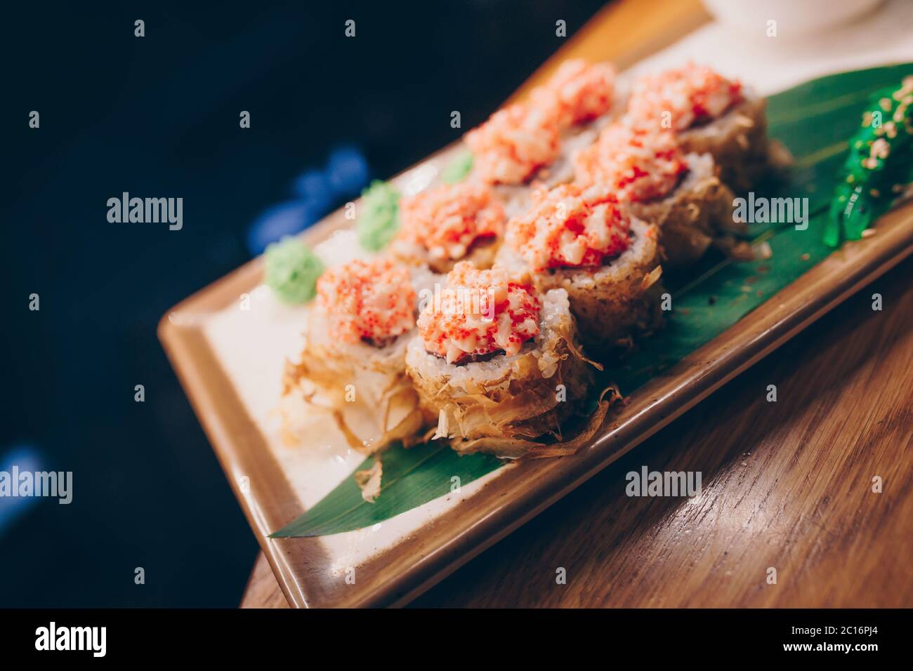 Large set of Sushi Rolls Warm Ebi Sake Unagi Spring. A lot assortment ...