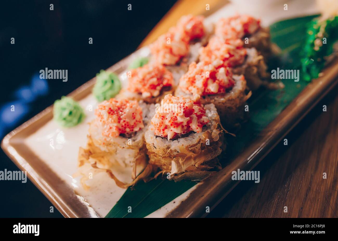 Large set of Sushi Rolls Warm Ebi Sake Unagi Spring. A lot assortment ...