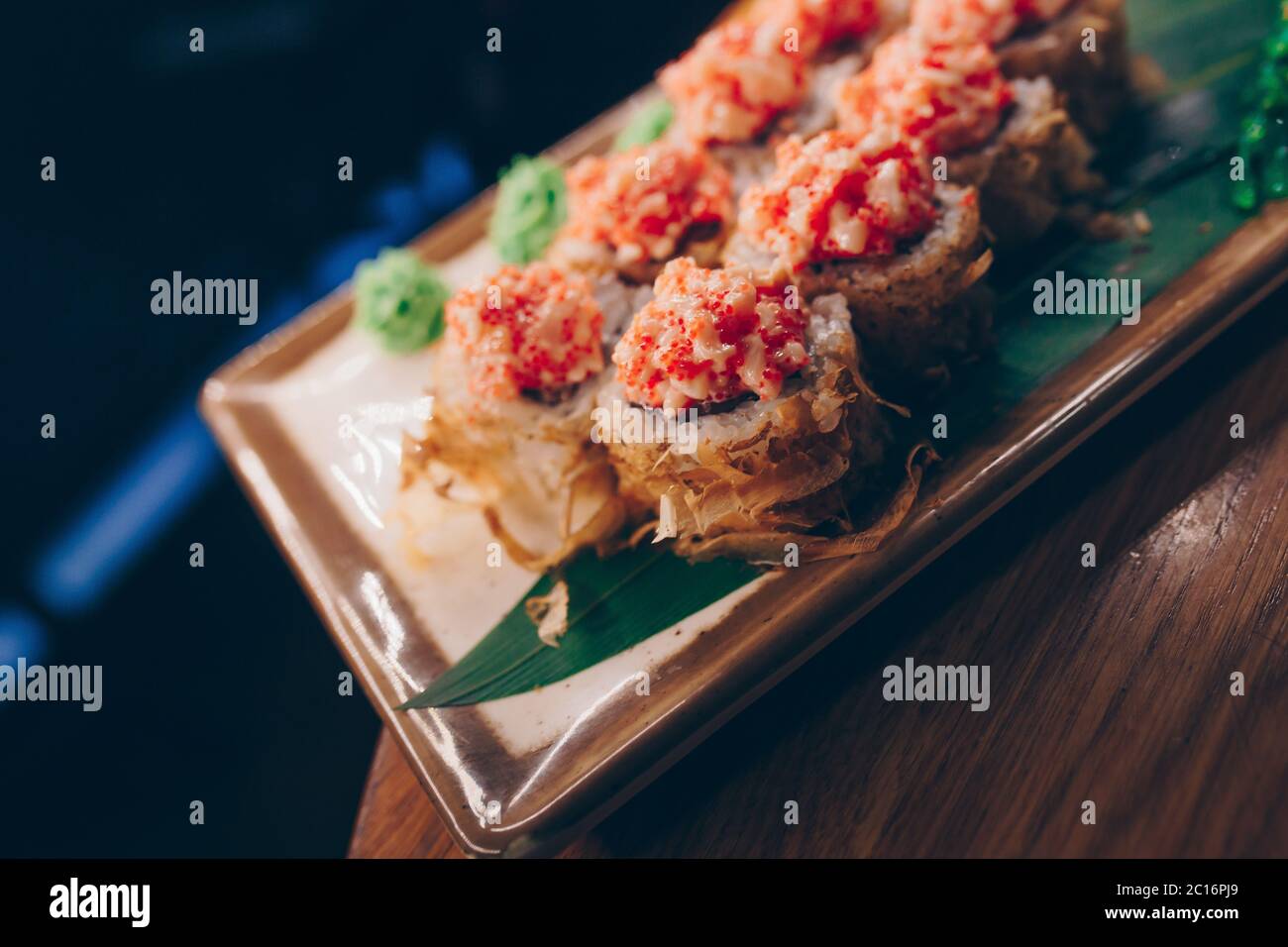 Large set of Sushi Rolls Warm Ebi Sake Unagi Spring. A lot assortment ...