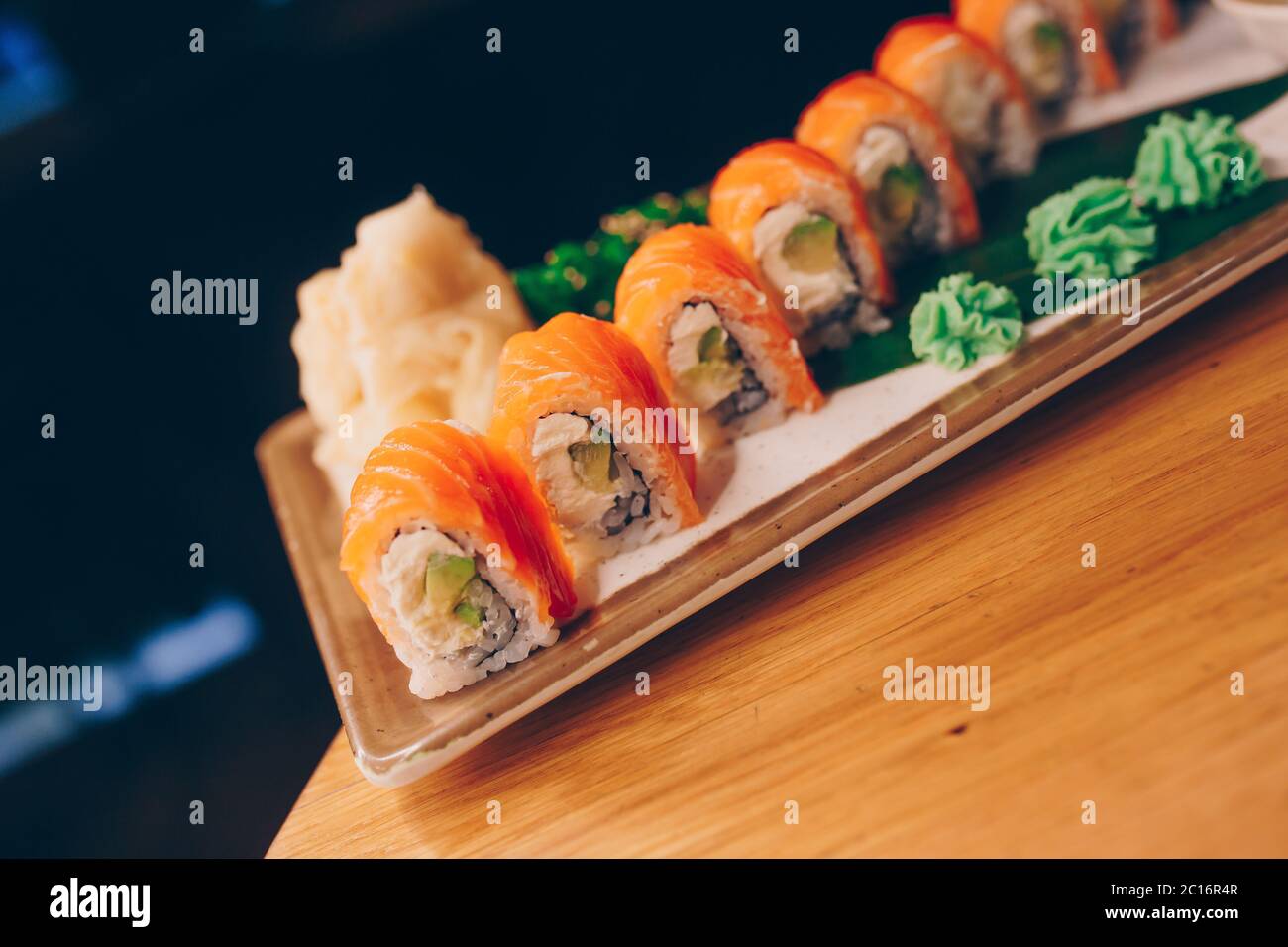 Large set of Sushi Rolls Warm Ebi Sake Unagi Spring. A lot assortment ...