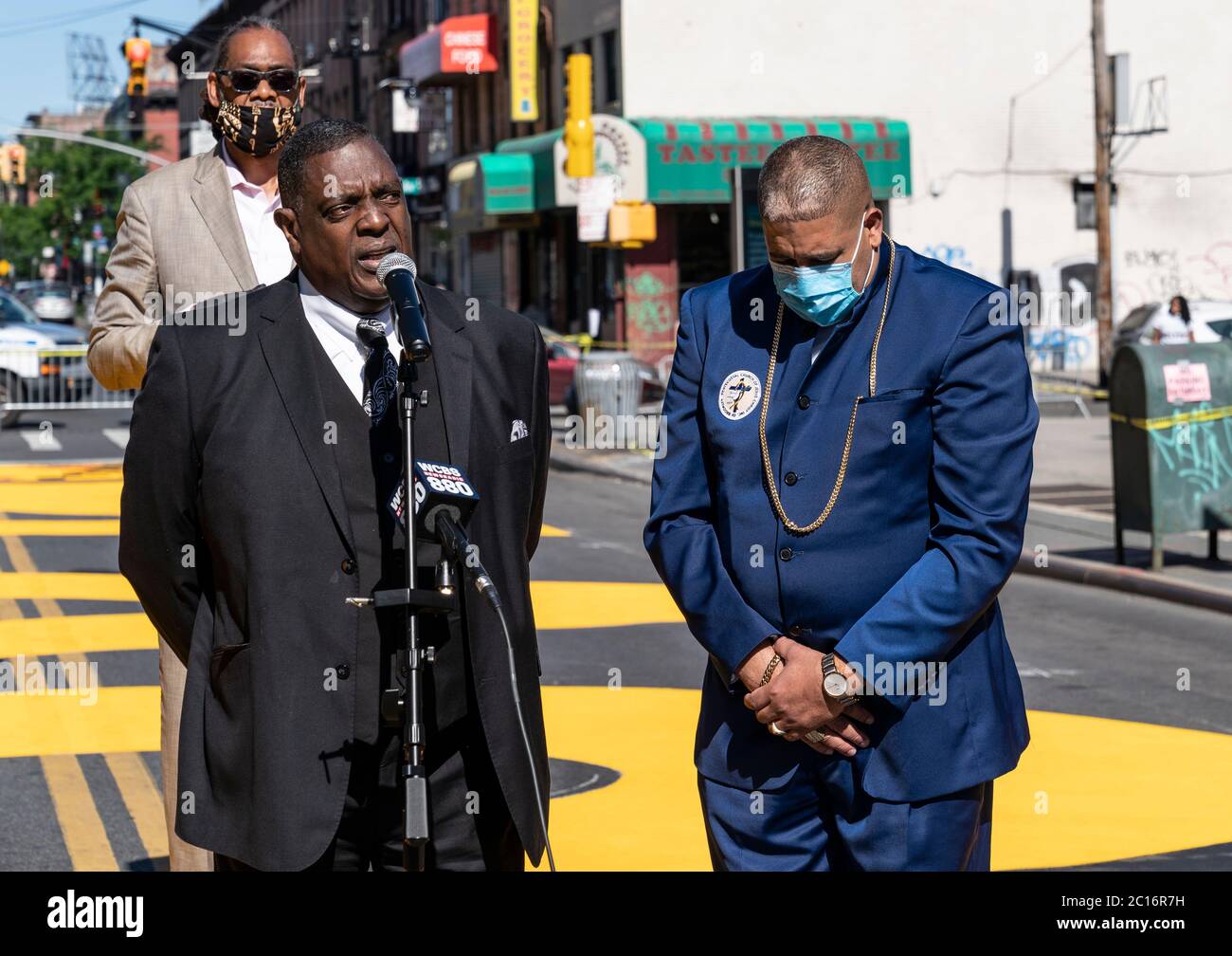 New York, NY - June 14, 2020: Bishops Garald Seaboock, Ismael Claudio ...