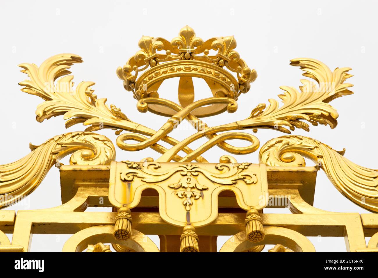 The golden gate of the Palace of Versailles, or Chateau de Versailles, or simply Versailles, in France Stock Photo