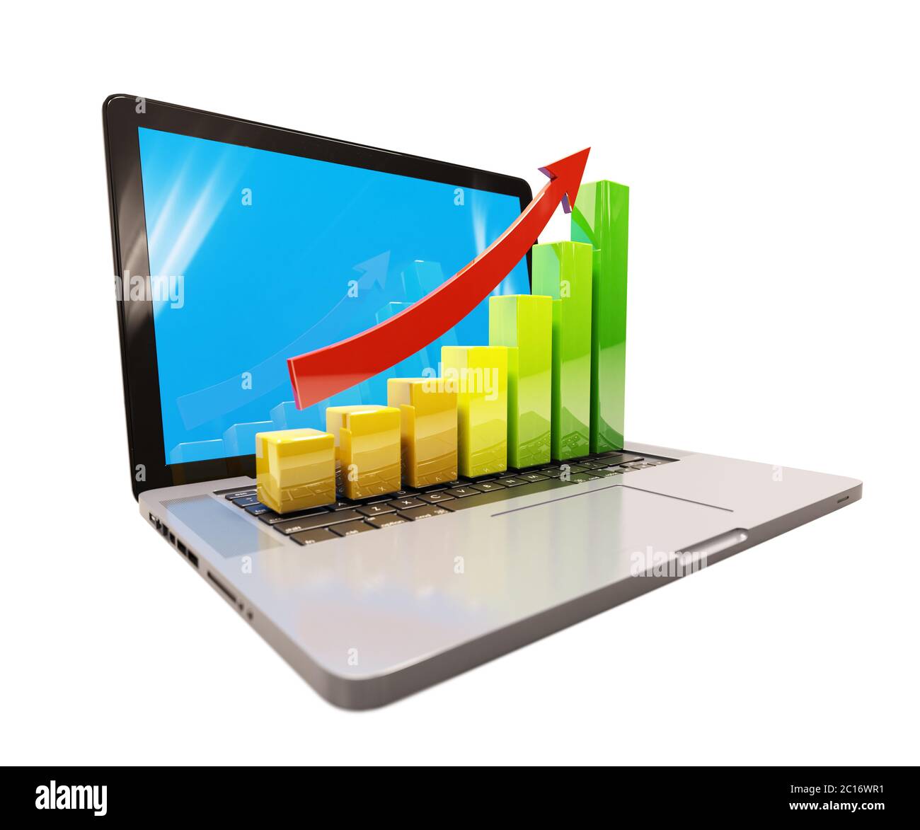 Growth Chart on Laptop Computer Stock Photo