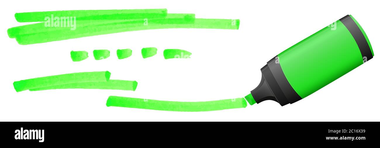 colored highlighter with different drawn markings for business use Stock Vector