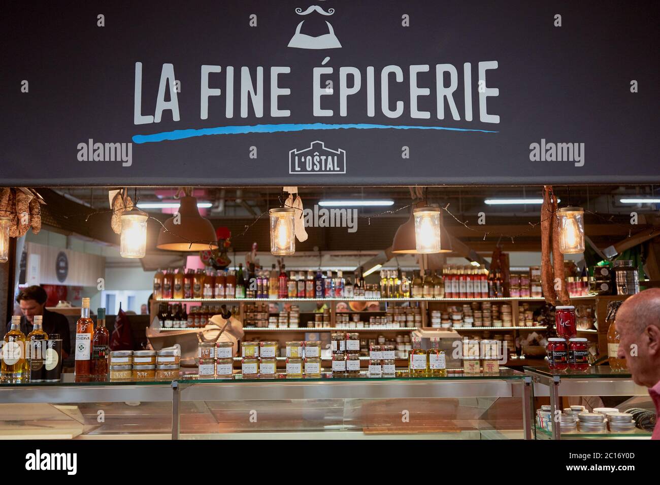 Preserves in jars for sale at a stall in Capuchin Market (Marche des