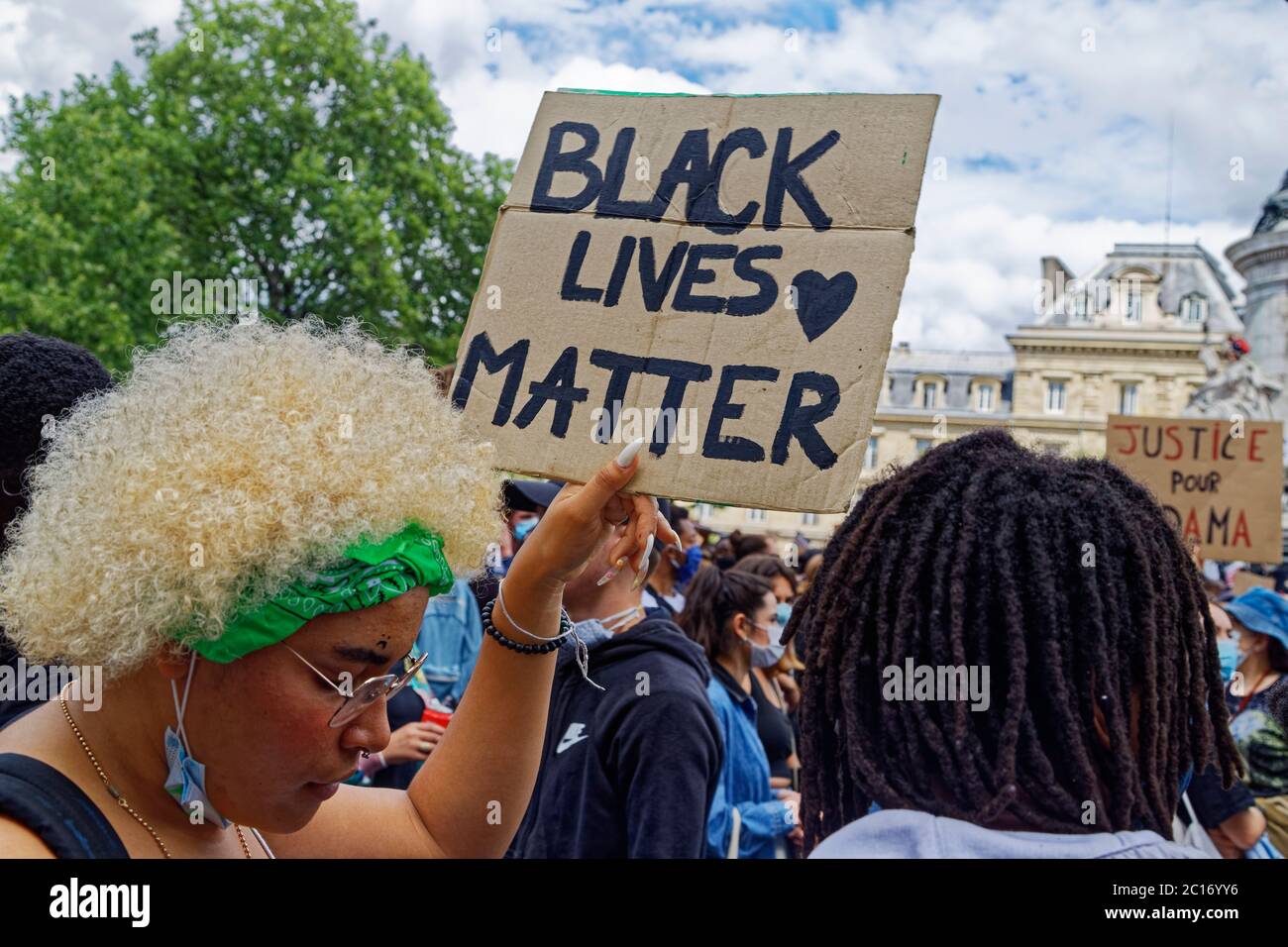 Paris, France. 13th June, 2020. Demonstration organized by the Adama Committee for Adama Traore Place de la République on June 13, 2020 in Paris. Stock Photo