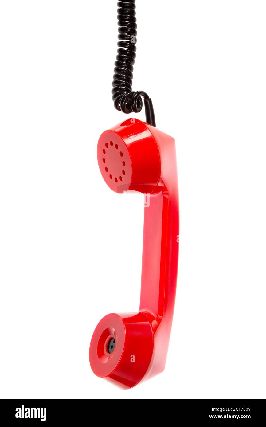 Telephone receiver and cable isolated Stock Photo Alamy