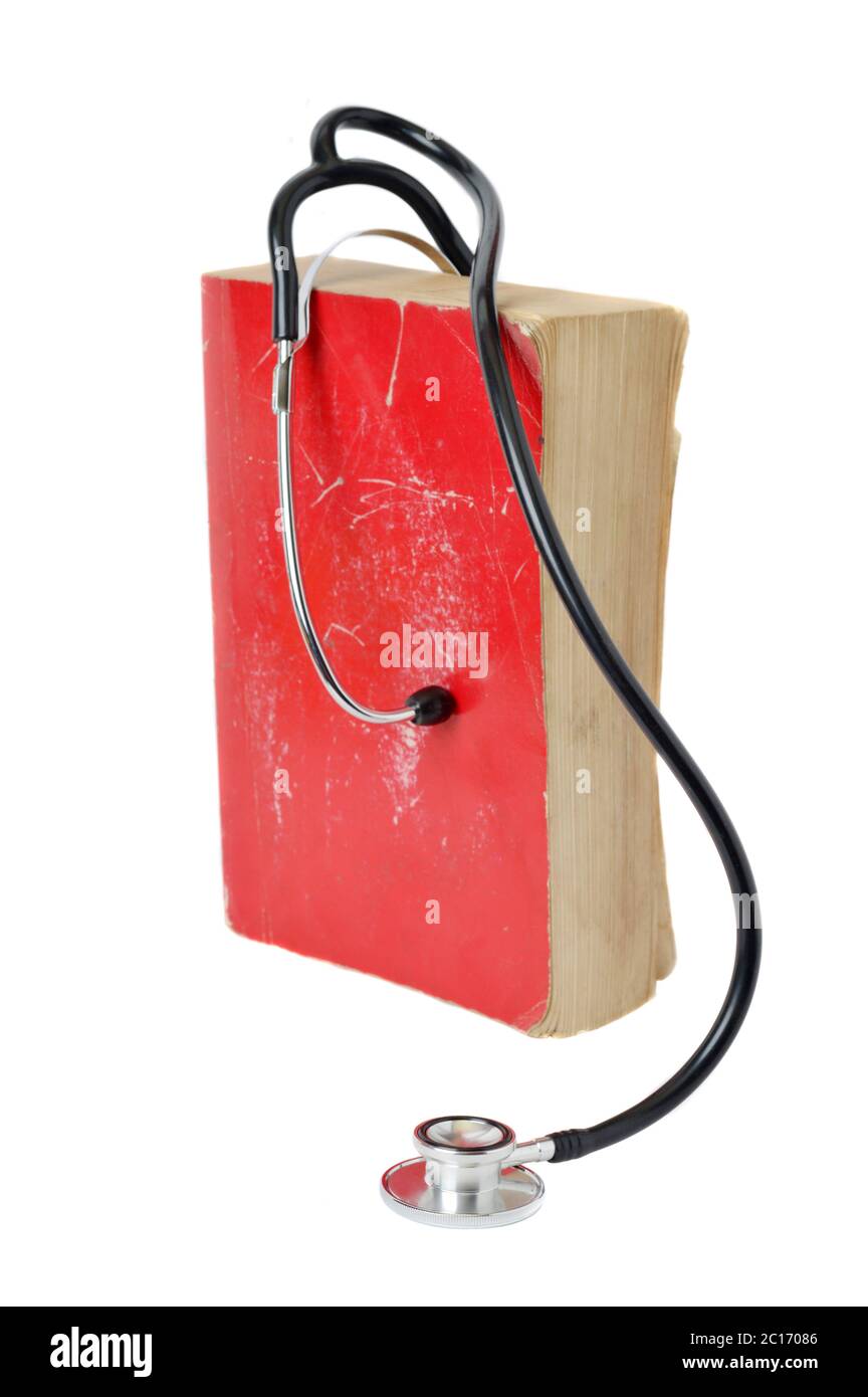 stethoscope on red old book Stock Photo - Alamy