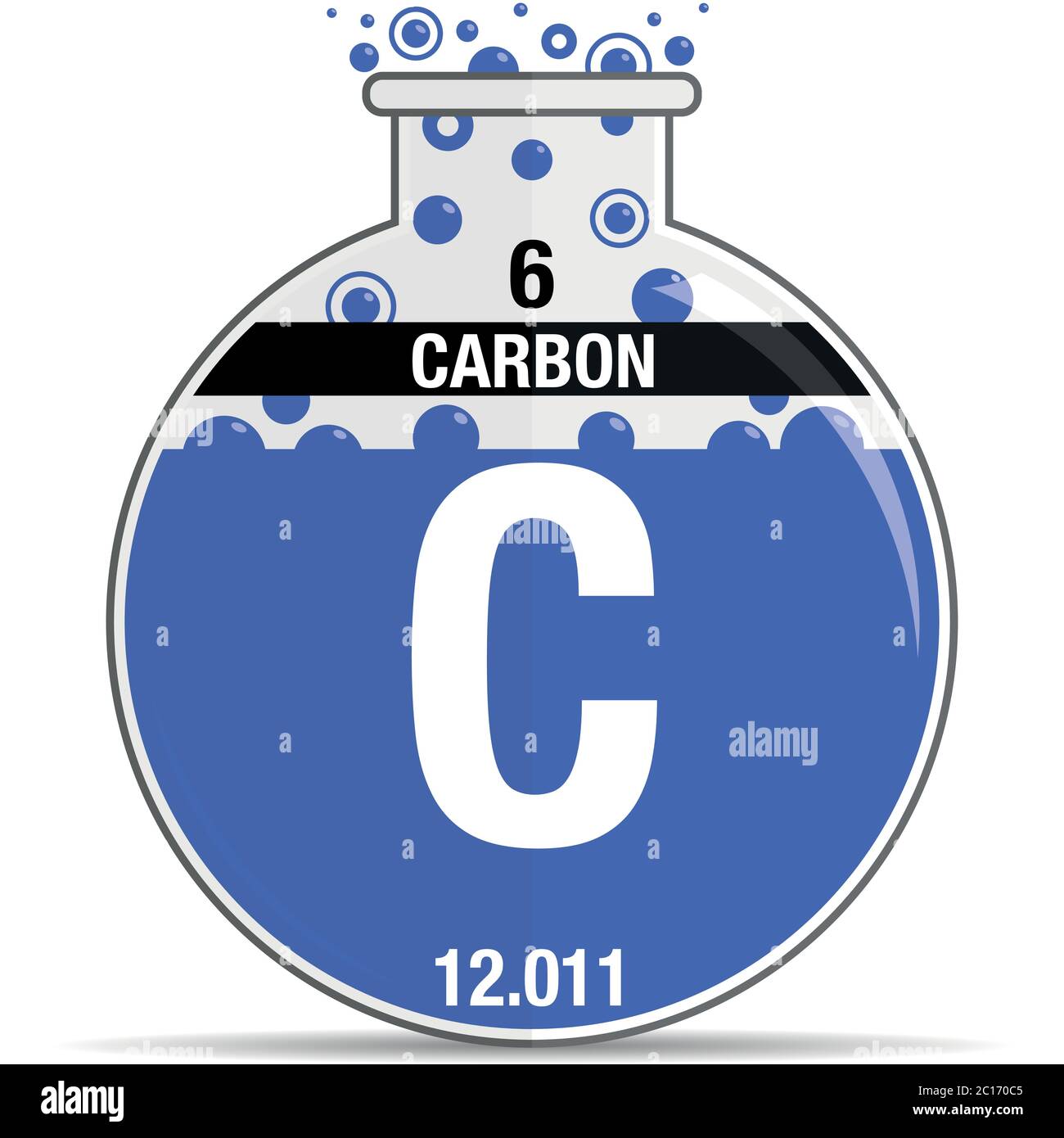 Carbon Symbol On Chemical Round Flask Element Number 6 Of The Periodic