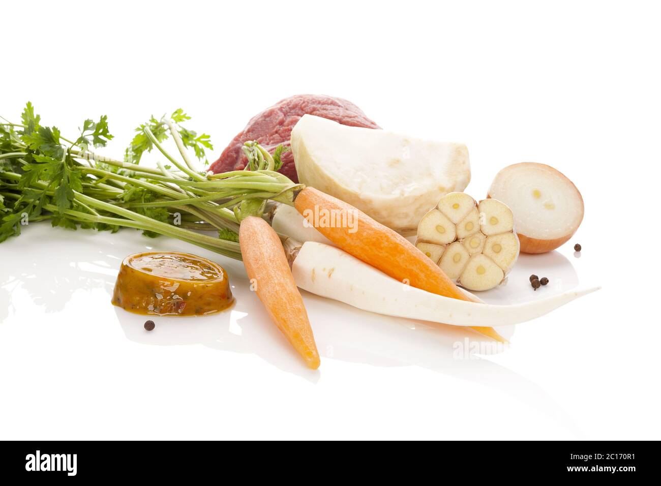 Broth ingredients isolated Stock Photo Alamy