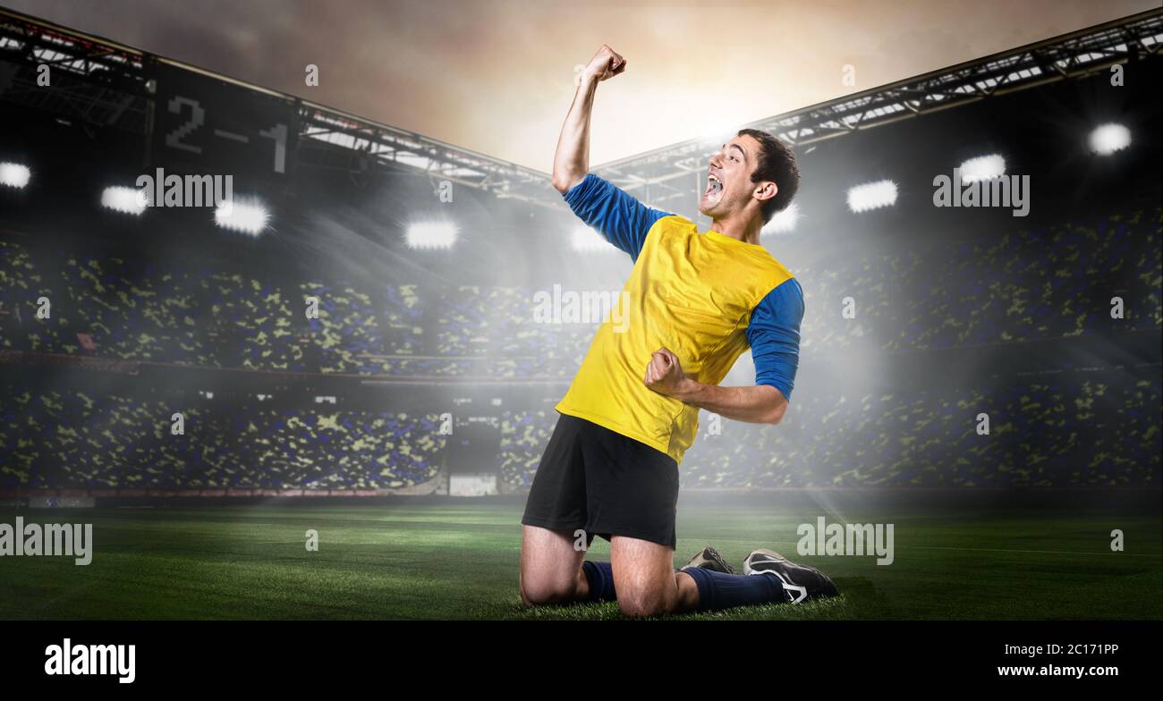soccer football player celebrating Stock Photo Alamy