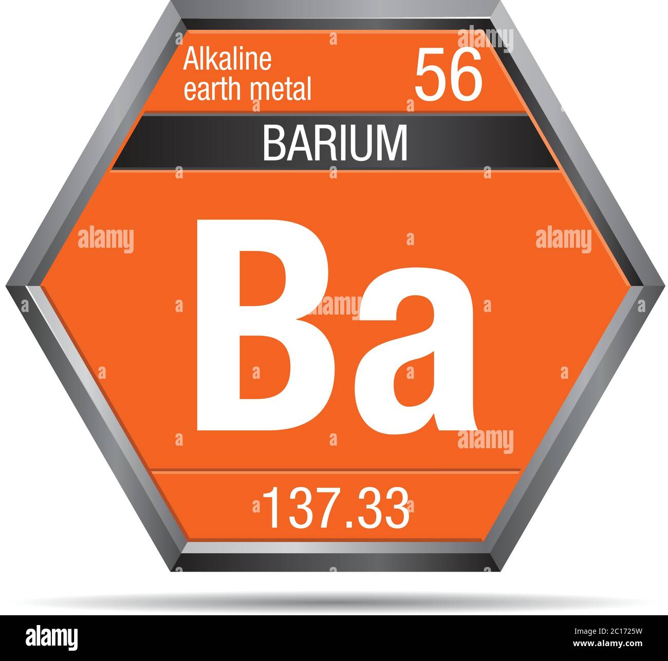 Barium Symbol In The Form Of A Hexagon With A Metallic Frame Element