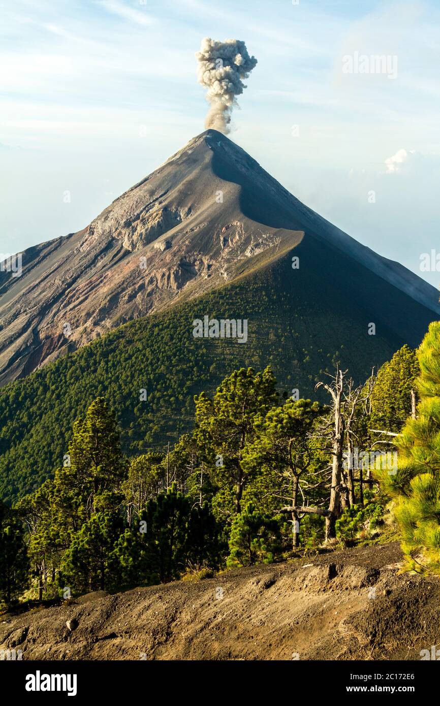 Explosion of Fuego volcano in Guatemala - Stock Image