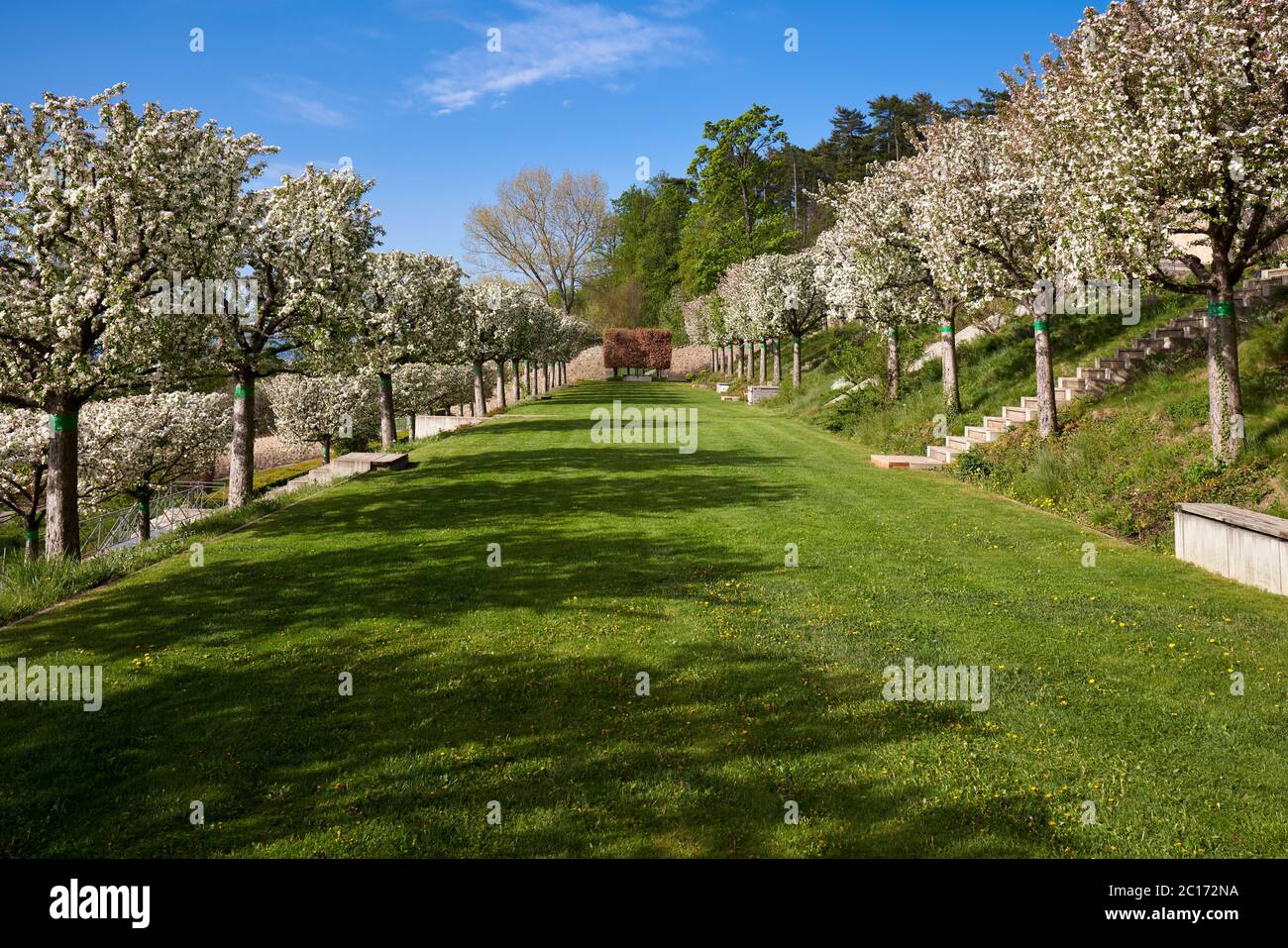 The gardens of the Charance Domain (designated as a Remarkable Garden of France) in Gap. Botanical Conservatory of Gap-Charance, Hautes-Alpes (05) Stock Photo