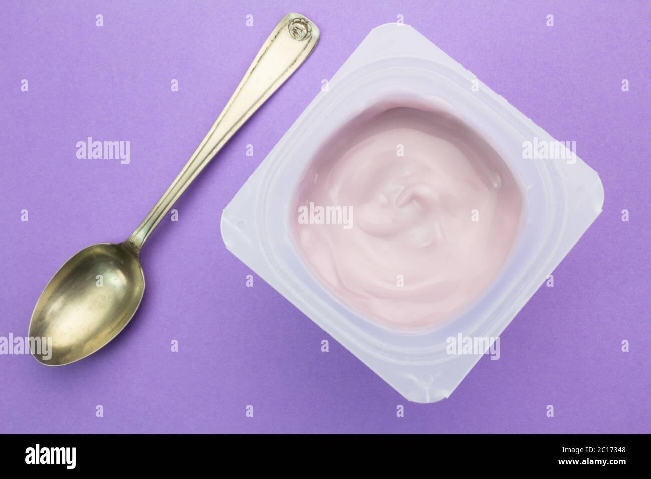 Healthy strawberry fruit flavored yoghurt with natural coloring in