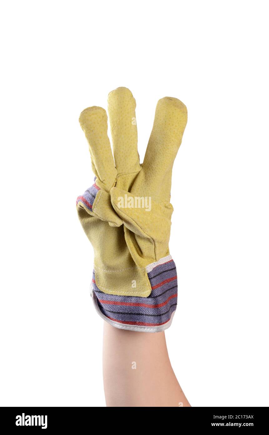 Working mens gloves on white background Stock Photo