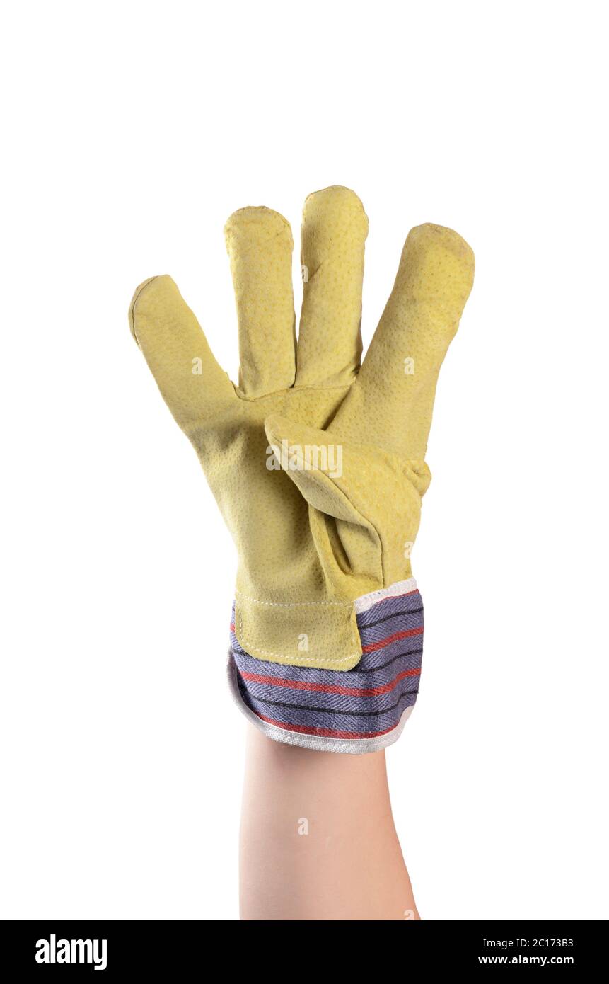 Working mens gloves on white background Stock Photo