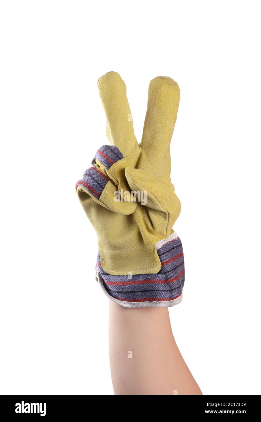 Working mens gloves on white background Stock Photo