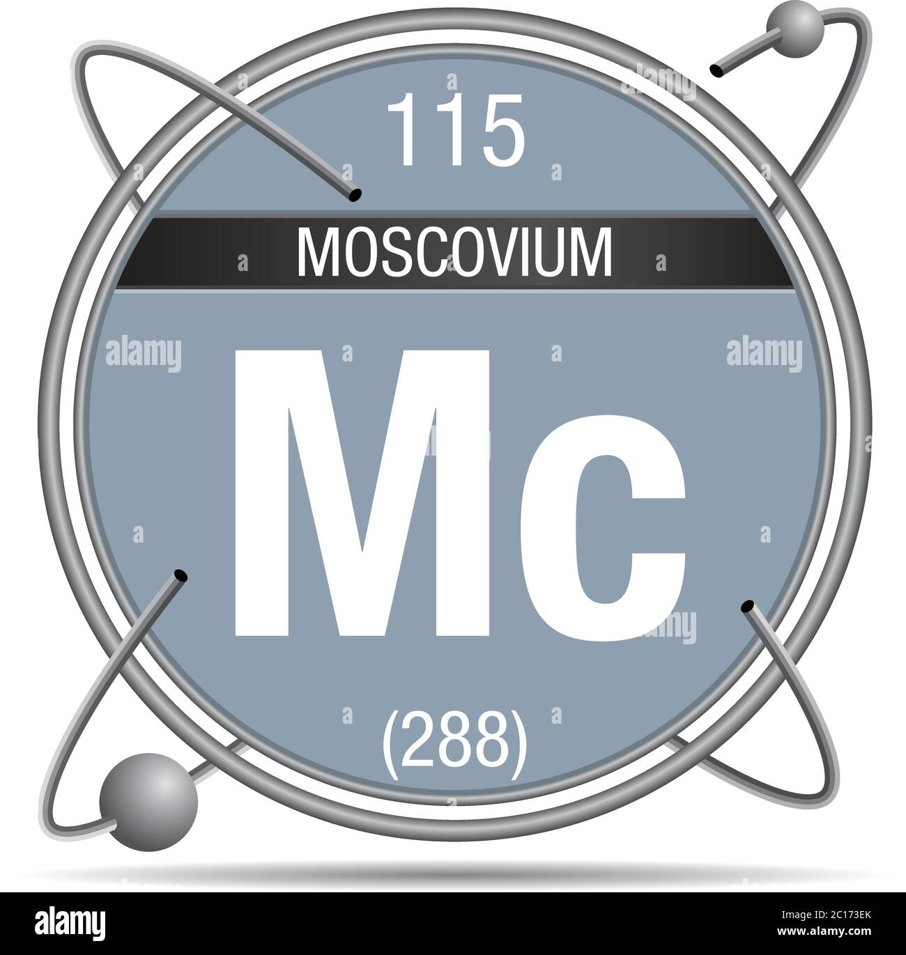 Moscovium Symbol Inside A Metal Ring With Colored Background And Moscovium Symbol Inside A Metal Ring With Colored Background And