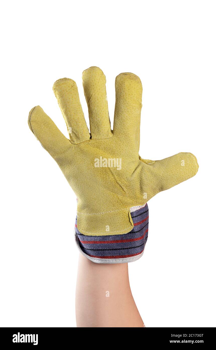 Working mens gloves on white background Stock Photo