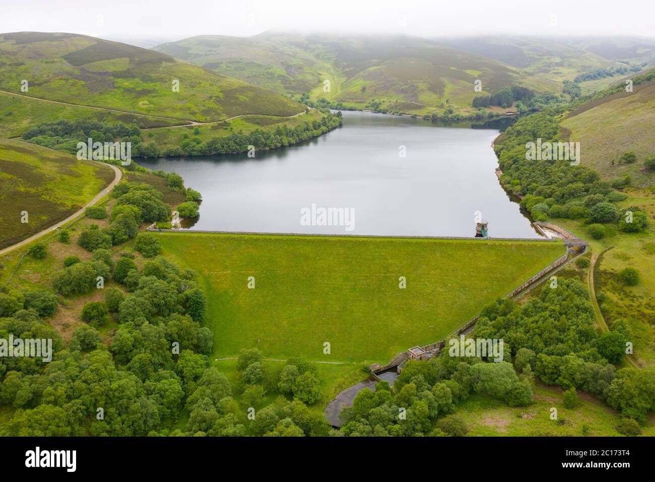 Aerial view of Hopes reservoir in East Lothian. Scotland, UK. Stock Photo