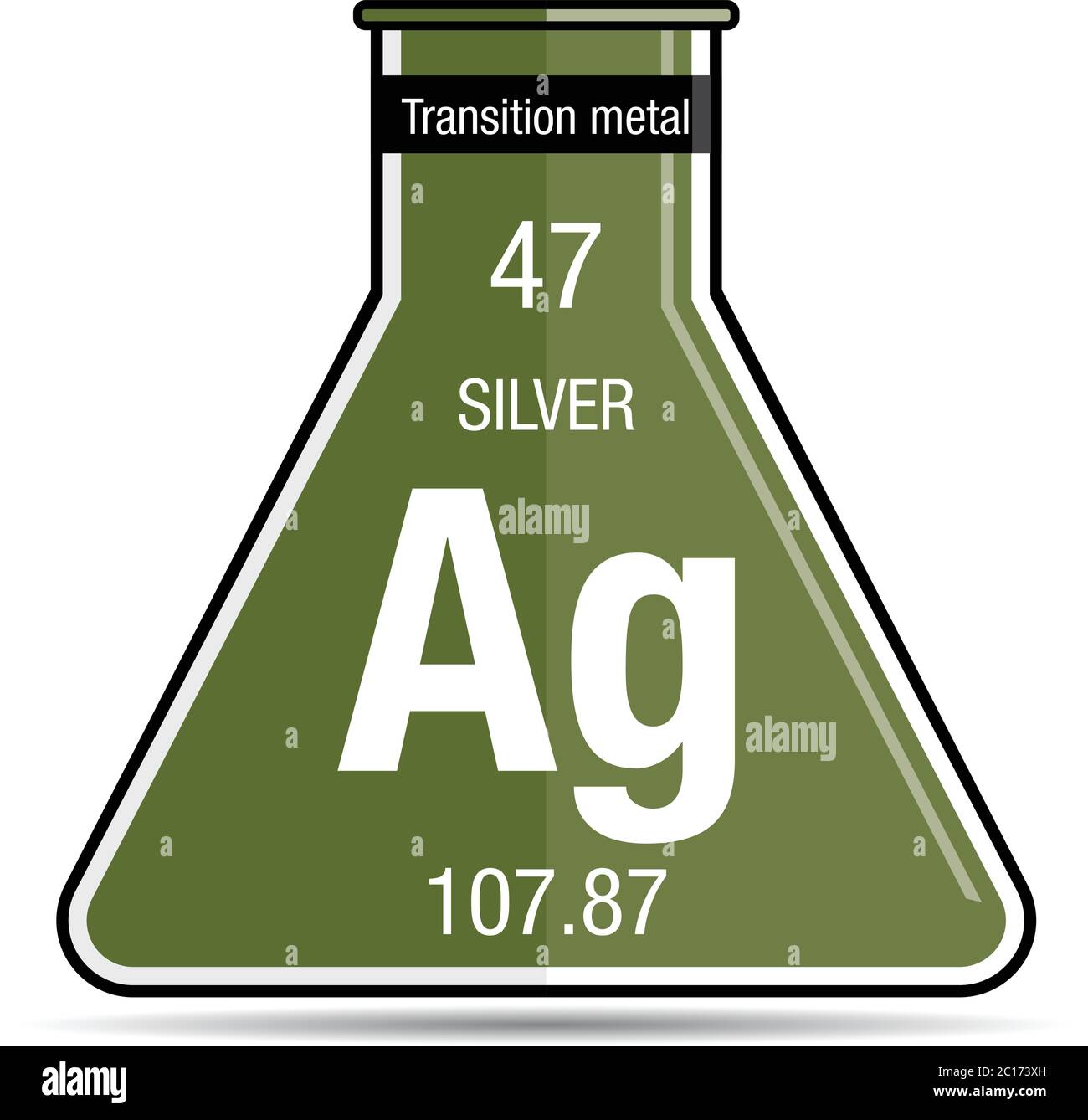 Silver symbol on chemical flask Element number 47 of the Periodic