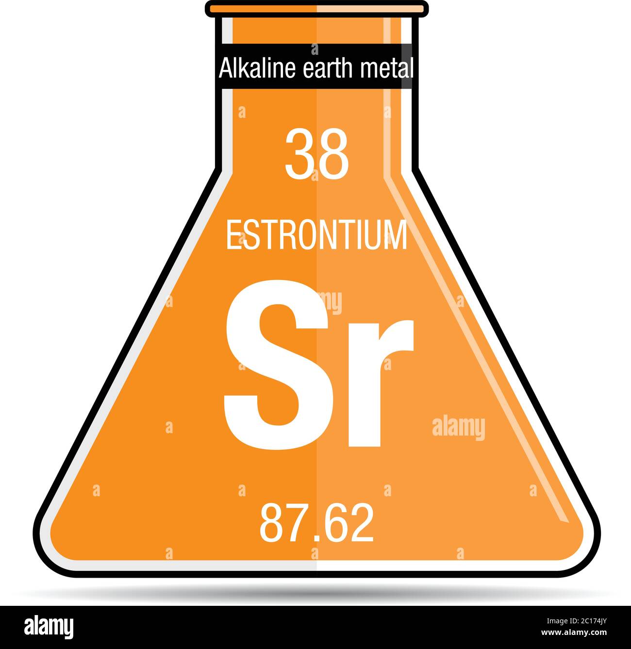 Estrontium symbol on chemical flask. Element number 38 of the Periodic ...