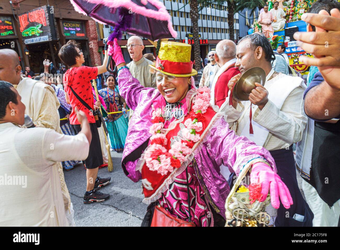 New Orleans Louisiana,downtown,Canal Street,Festival of India,Rath Yatra,Hare Krishna,Eastern religion,festival,parade,procession,Asian man men male,w Stock Photo