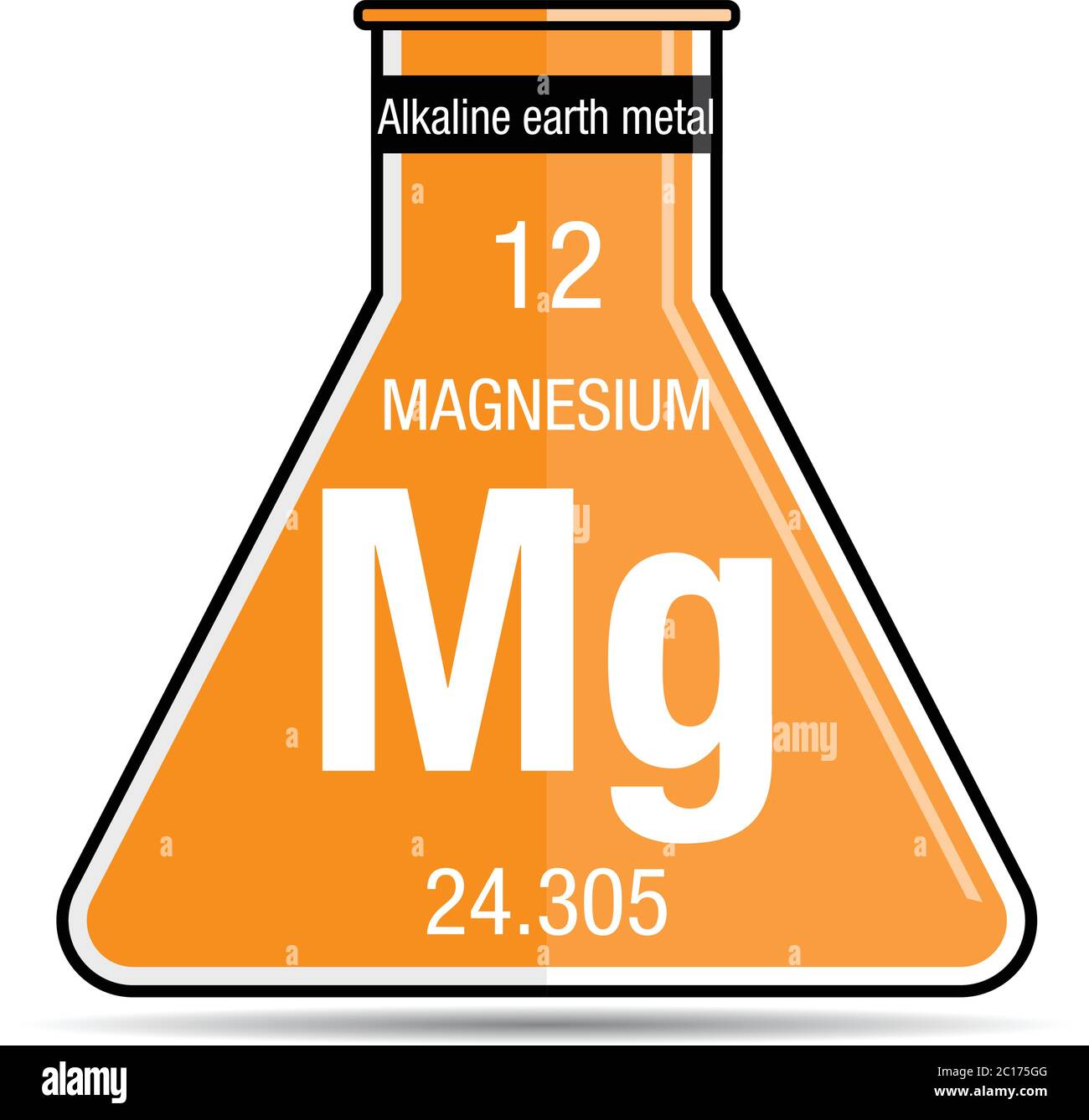 Magnesium symbol on chemical flask. Element number 12 of the Periodic