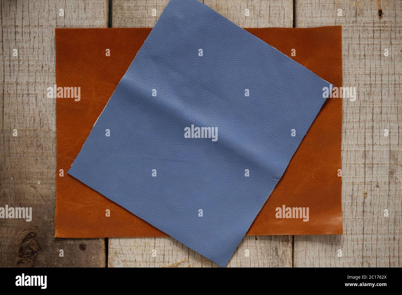 leather on the old wooden. Stock Photo