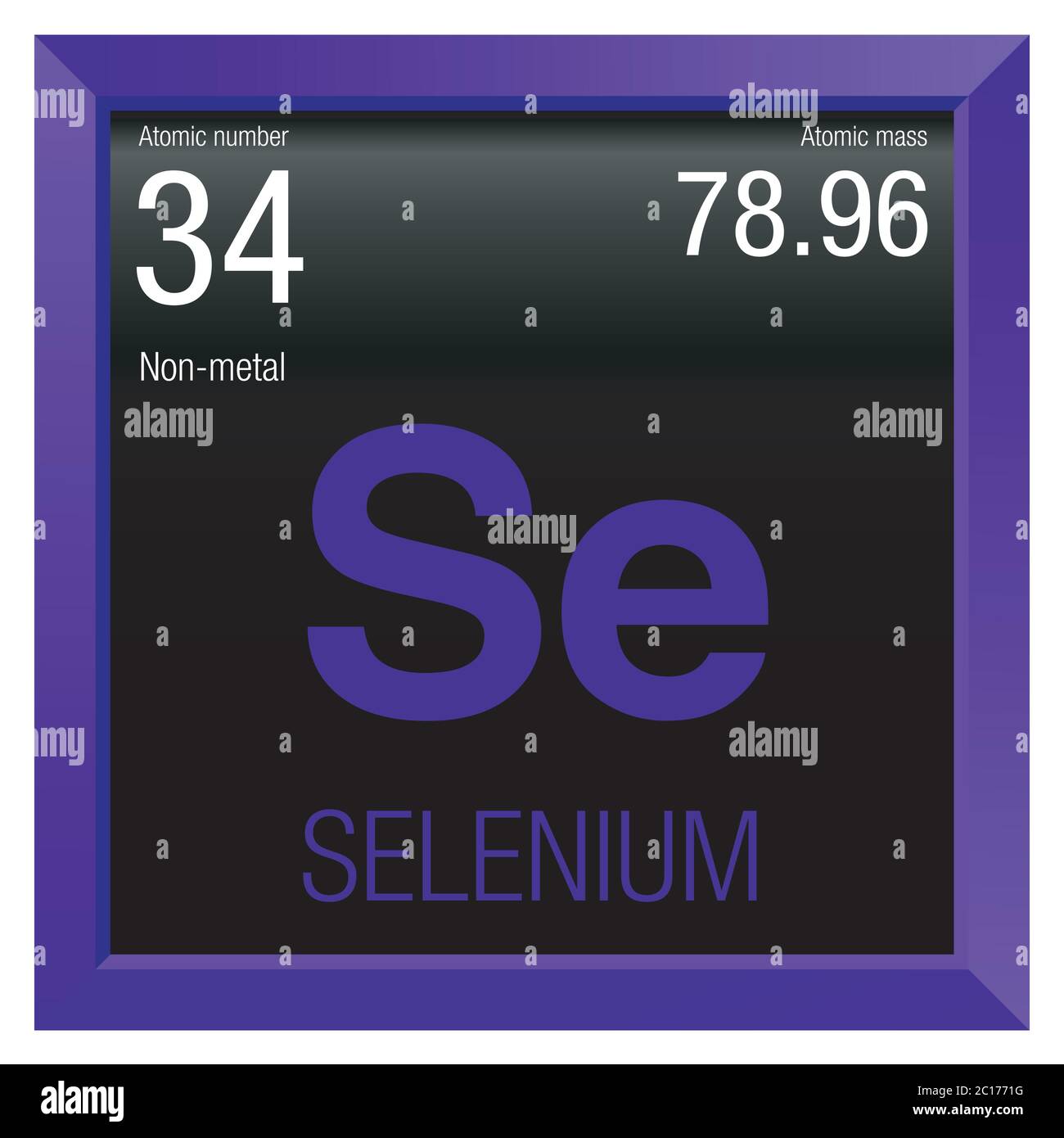 Selenium symbol. Element number 34 of the Periodic Table of the Elements -  Chemistry - Violet square frame with black background Stock Vector Image &  Art - Alamy