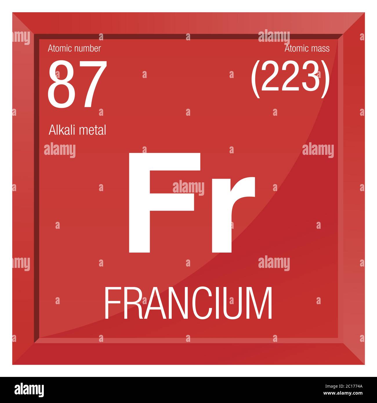 Francium symbol. Element number 87 of 