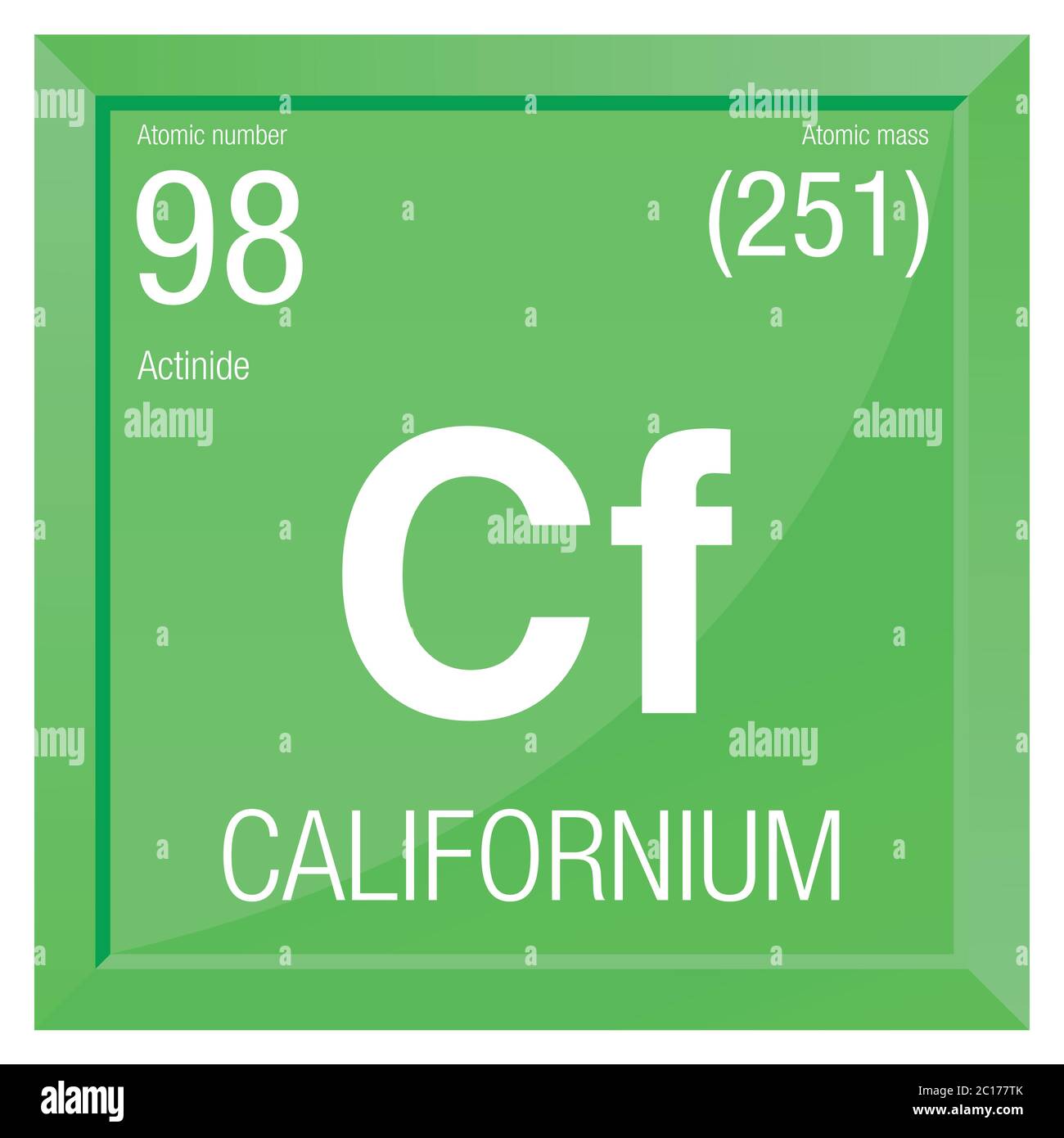 Californium symbol. Element number 98 of the Periodic Table of the Elements Chemistry Square