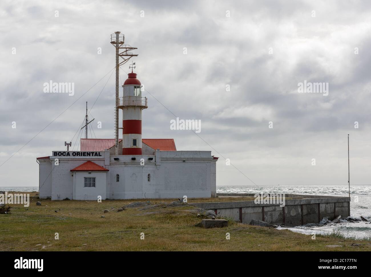 Punta Delgada lighthouse on Magellan Strait, Patagonia, Chile Stock Photo