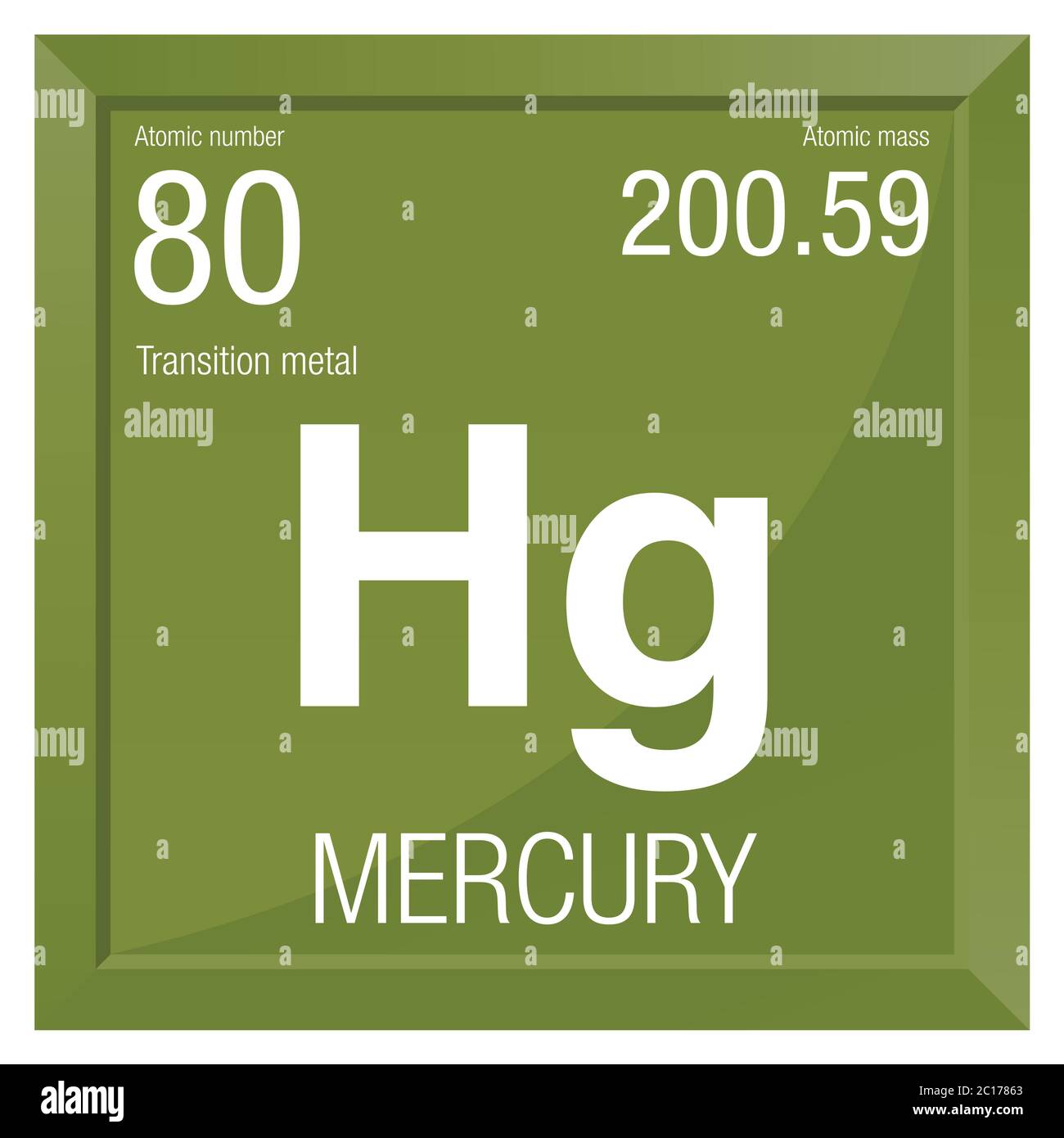 verontschuldiging prioriteit Leraren dag Mercury symbol. Element number 80 of the Periodic Table of the Elements -  Chemistry - Square frame with green background Stock Vector Image & Art -  Alamy