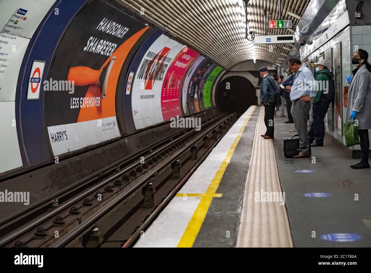 LONDON, ENGLAND JUNE 8, 2020 London Underground Tube Platform with