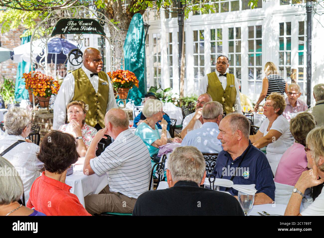 Louisiana New Orleans French Quarter,Royal Street,The Court of Two Sisters,Jazz Brunch buffet style,food,all you can eat,Creole cooking,historic resta Stock Photo