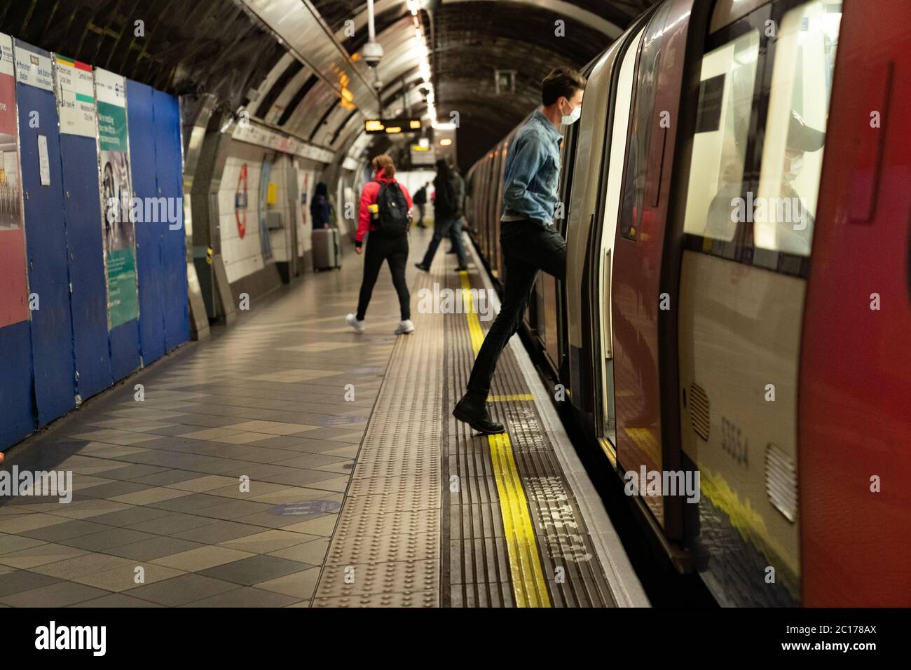 LONDON, ENGLAND JUNE 8, 2020 London Underground Tube Platform with