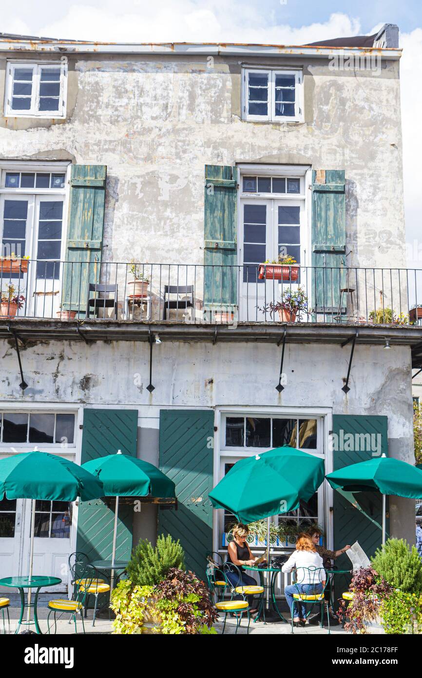 New Orleans Louisiana,French Quarter,heritage building,balcony,French Market Place,The Italian Barrel,restaurant restaurants food dining cafe cafes,al Stock Photo