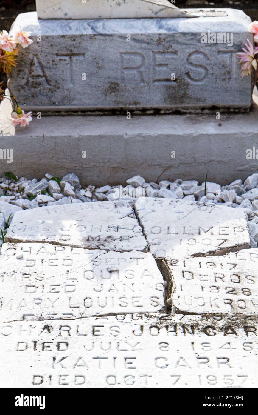 New Orleans Louisiana,Garden District,historic Lafayette Cemetery Number 1mausoleum,death,burial site,graveyard,family families parent parents child c Stock Photo