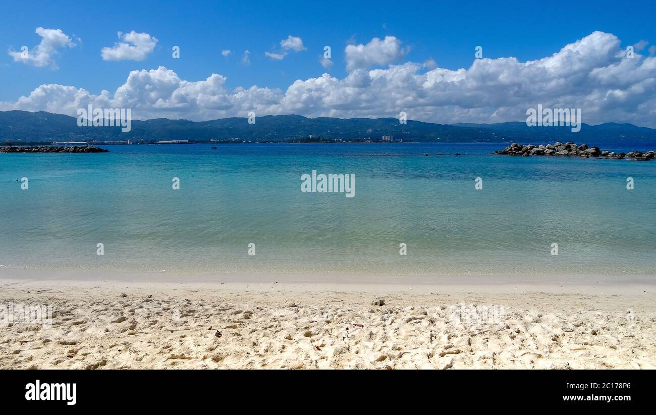 Stunning Caribbean Sea, north of Jamaica, Montego Bay. Bright colors and relaxation Stock Photo