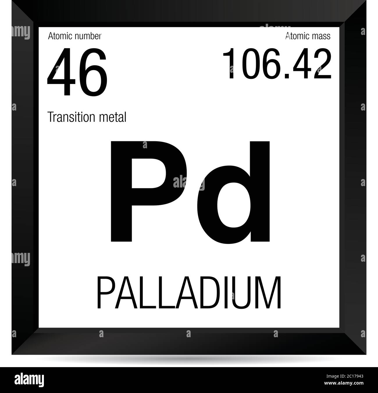 Palladium symbol. Element number 46 of the Periodic Table of the Elements -  Chemistry - Black square frame with white background Stock Vector Image &  Art - Alamy